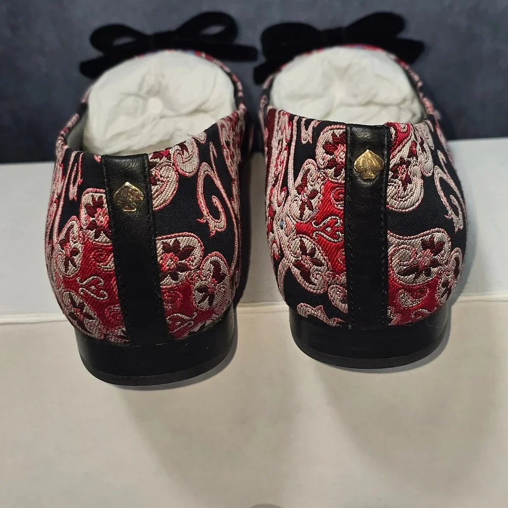 Kate Spade Keana Flats Russet‎ Multi Brocade Velvet Bow Women 8.5M